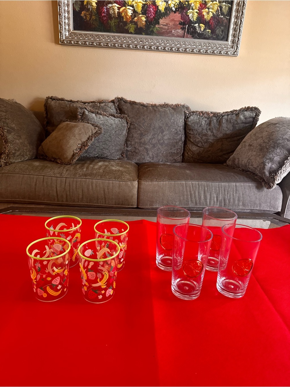 Set of long and short juice glasses